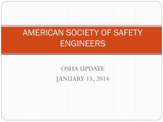 AMERICAN SOCIETY OF SAFETY ENGINEERS