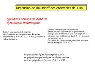 Dimension de Hausdorff des ensembles de Julia