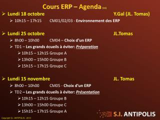 Cours ERP – Agenda (¤1)