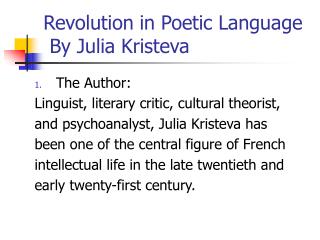 Revolution in Poetic Language By Julia Kristeva
