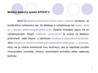 Mobilný detekčný systém EPOFAT 3