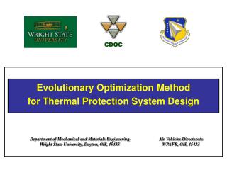 Evolutionary Optimization Method for Thermal Protection System Design