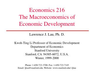 Economics 216 The Macroeconomics of Economic Development