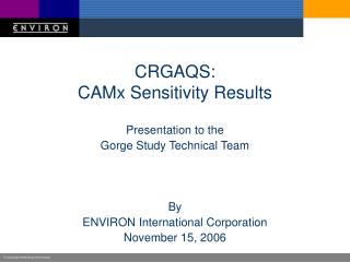 CRGAQS: CAMx Sensitivity Results