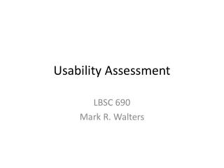 Usability Assessment