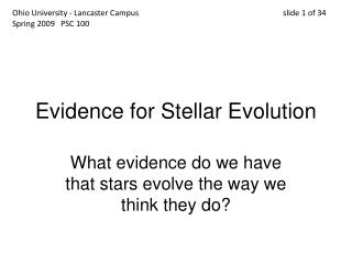 Evidence for Stellar Evolution