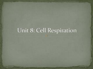 Unit 8: Cell Respiration