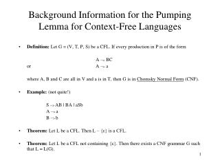 Background Information for the Pumping Lemma for Context-Free Languages