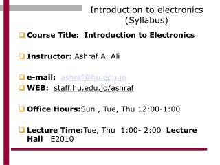 Introduction to electronics (Syllabus)