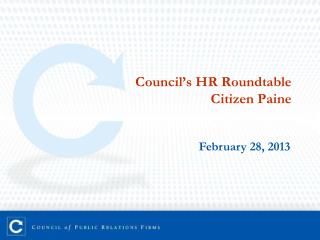 Council ’ s HR Roundtable Citizen Paine