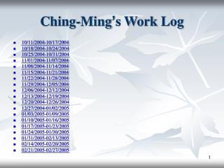 Ching-Ming ’ s Work Log