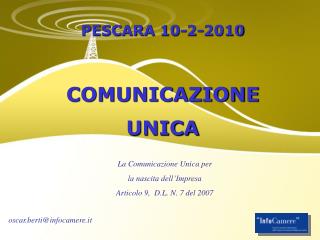 PESCARA 10-2-2010 COMUNICAZIONE UNICA