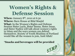 Women’s Rights &amp; Defense Session