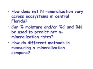 How does net N mineralization vary across ecosystems in central Florida?