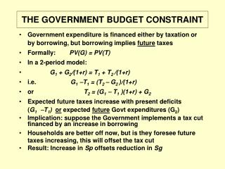 THE GOVERNMENT BUDGET CONSTRAINT