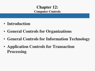 Chapter 12: Computer Controls