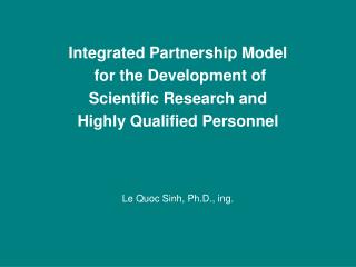 Integrated Partnership Model for the Development of Scientific Research and