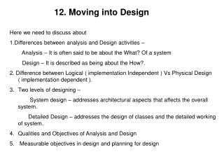 12. Moving into Design