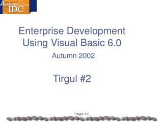Enterprise Development Using Visual Basic 6.0 Autumn 2002 Tirgul #2