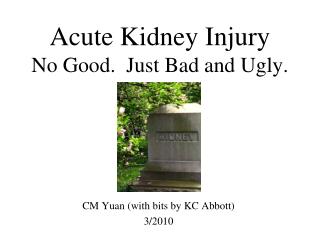 Acute Kidney Injury No Good. Just Bad and Ugly.