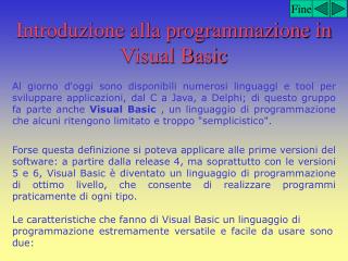 Introduzione alla programmazione in Visual Basic