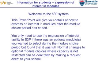 Information for students – expression of interest in modules