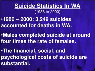Suicide Statistics In WA (1986 to 2000)
