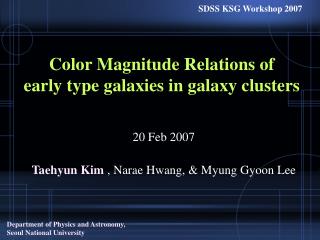 Color Magnitude Relations of early type galaxies in galaxy clusters