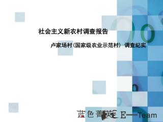 社会主义新农村调查报告