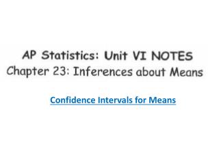 Confidence Intervals for Means