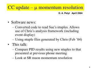 CC update – m momentum resolution