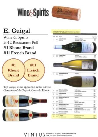 E. Guigal Wine &amp; Spirits 2012 Restaurant Poll #1 Rhone Brand #11 French Brand