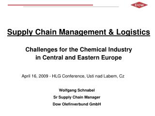Supply Chain Management &amp; Logistics Challenges for the Chemical Industry