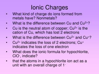 Ionic Charges