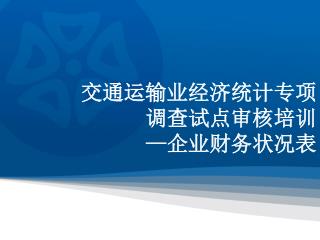 交通运输业经济统计专项 调查试点审核培训 — 企业财务状况表