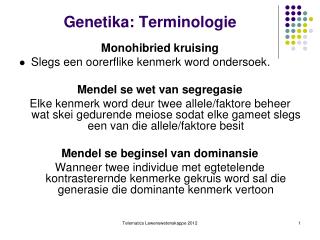 Genetika: Terminologie