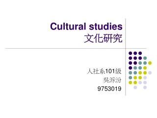 Cultural studies 文化研究