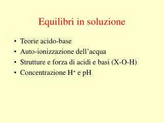 Equilibri in soluzione