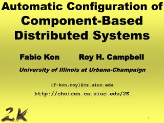 Automatic Configuration of Component-Based Distributed Systems