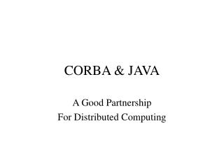 CORBA &amp; JAVA