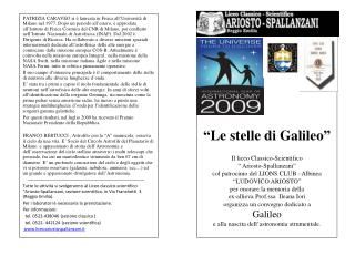 “Le stelle di Galileo” Il liceo Classico-Scientifico “ Ariosto-Spallanzani ”