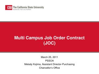 Multi Campus Job Order Contract (JOC)