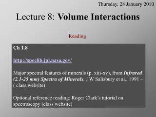 Lecture 8: Volume Interactions