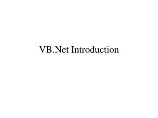 VB.Net Introduction