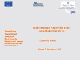 Monitoraggio nazionale piani sociali di zona 2013