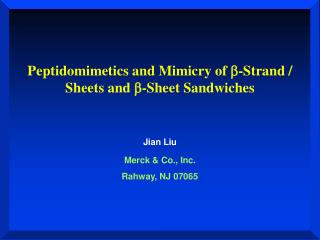 Peptidomimetics and Mimicry of b -Strand / Sheets and b -Sheet Sandwiches