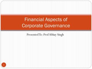 Financial Aspects of Corporate Governance