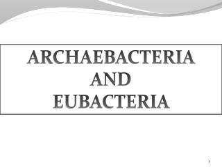 ARCHAEBACTERIA AND EUBACTERIA