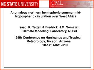Anomalous northern hemispheric summer mid-tropospheric circulation over West Africa