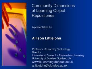 Community Dimensions of Learning Object Repositories